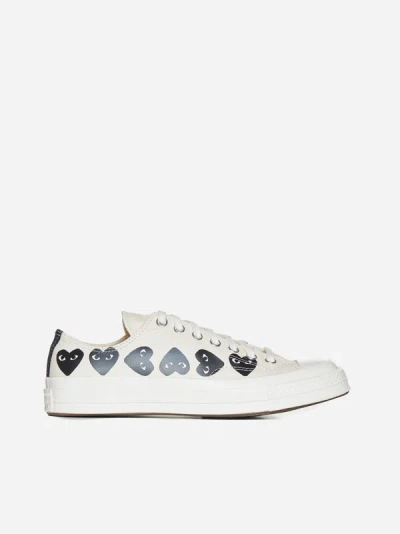 Shop Comme Des Garçons Play X Converse Canvas Low-top Sneakers In White