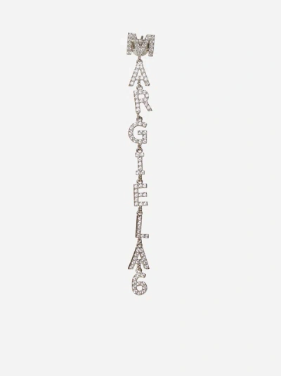 Shop Mm6 Maison Margiela Logo + Ss24 Crystals Earrings In Silver