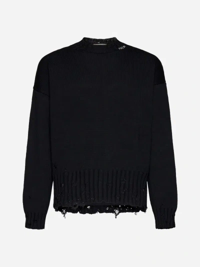 Shop Marni Logo Cotton Sweater In Black