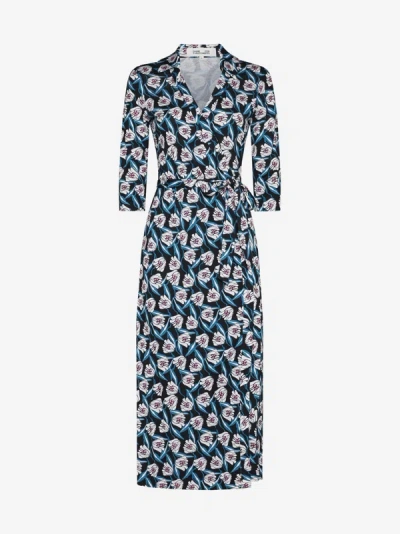 Shop Diane Von Furstenberg Abigail Print Silk Midi Wrap Dress In Fortune Vine Ivory