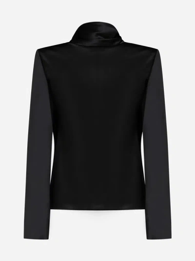 Shop Saint Laurent Silk Satin Blouse In Black