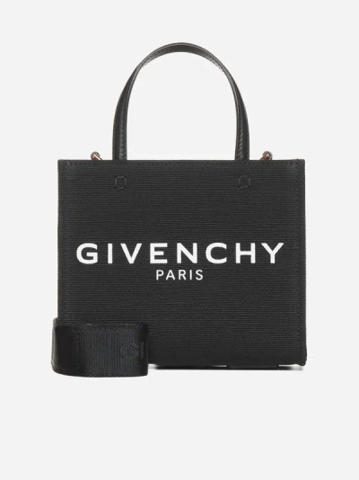 Shop Givenchy Logo Canvas G-tote Mini Bag In Black