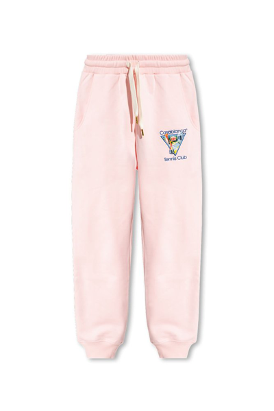 Shop Casablanca Tennis Club Embroidered Drawstring Track Pants In Pink