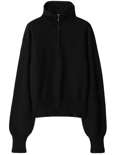 Shop Burberry Wool Hoodie In Black