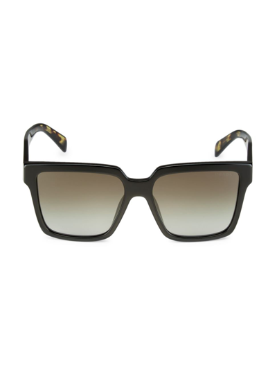 Shop Prada Women's  56mm Square Sunglasses In Black Havana Gradient