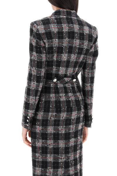 Shop Alessandra Rich Single Breasted Jacket In Boucle' Fabric With Check Motif
