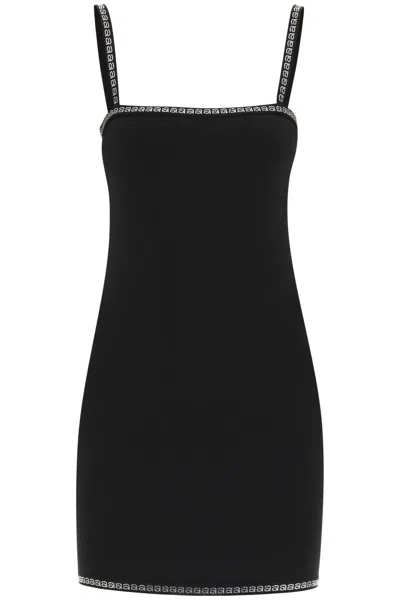 Shop Alexander Wang Mini Dress With Crystal Trims In Black