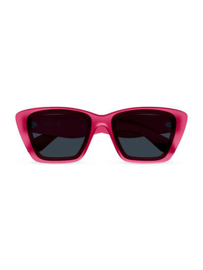 Shop Alaïa Women's Rectangular 57mm Sunglasses In Fuchsia
