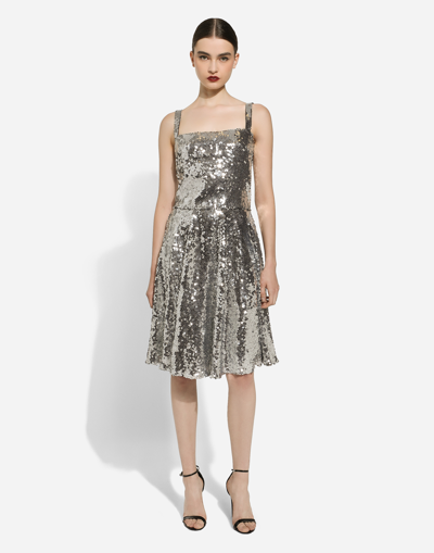 Dolce & Gabbana Sequined Midi Circle Skirt In ブルー