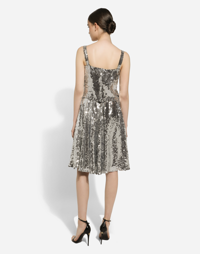 Dolce & Gabbana Sequined Midi Circle Skirt In ブルー