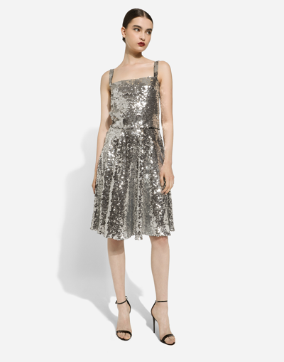 Dolce & Gabbana Sequined Midi Circle Skirt In ブルー