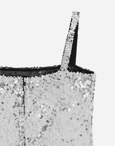 Dolce & Gabbana Sequined Crop Top With Straps In Blue