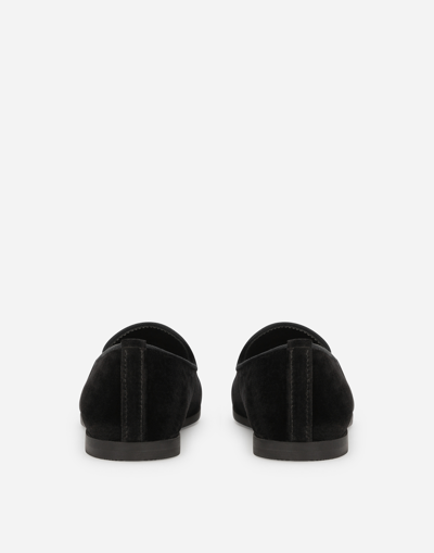 Dolce & Gabbana Velvet Slippers In Black