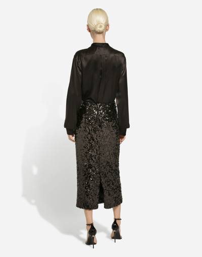 Dolce & Gabbana Sequined Calf-length Skirt In Black