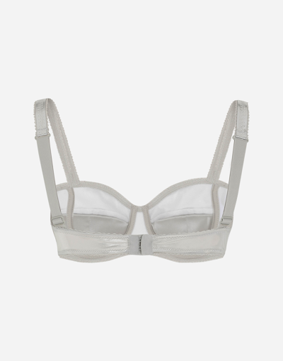 Dolce & Gabbana Satin Balconette Bra In Silver