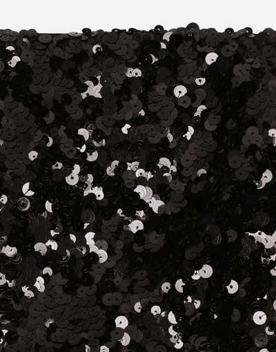 Dolce & Gabbana Sequined Crop Top With Straps In Black