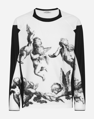 Shop Dolce & Gabbana Long-sleeved Angel-print T-shirt In White