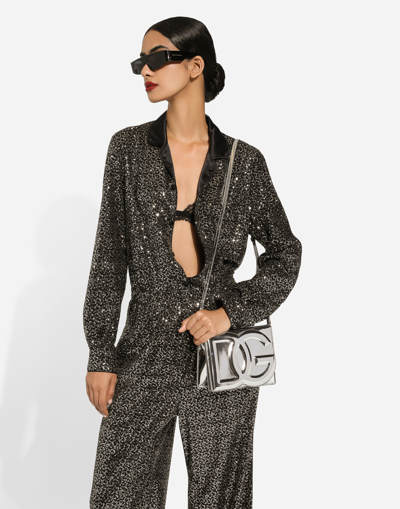 Shop Dolce & Gabbana Sequined Pajama Pants In Silver