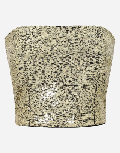 Dolce & Gabbana Sequin-embellished Strapless Top In Gold