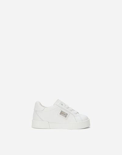 Shop Dolce & Gabbana Calfskin Portofino Sneakers In White