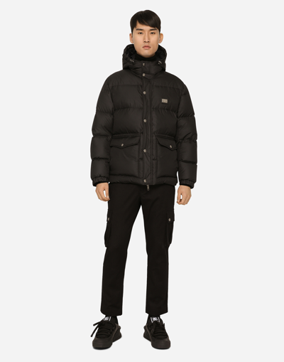 Dolce & Gabbana Puffy Black Coat With High Collar In Black
