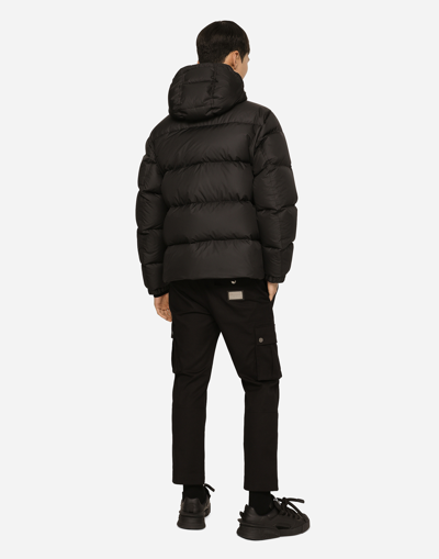 Dolce & Gabbana Puffy Black Coat With High Collar In Black
