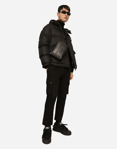 Dolce & Gabbana Puffy Black Coat With High Collar In Black
