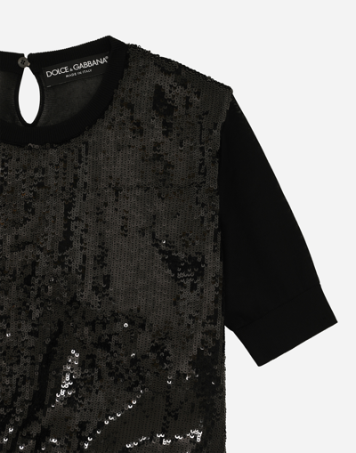 Shop Dolce & Gabbana Short-sleeved Top With Sequin Embellishment In Black