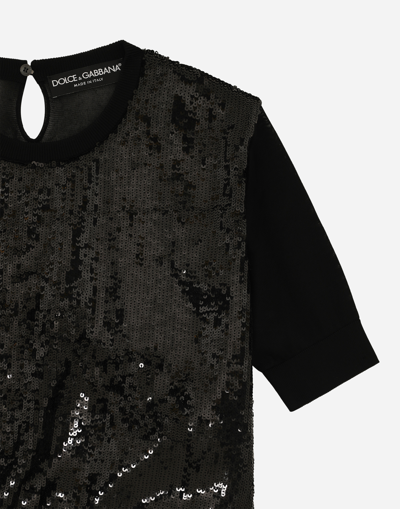 Dolce & Gabbana Short-sleeved Top With Sequin Embellishment In Black