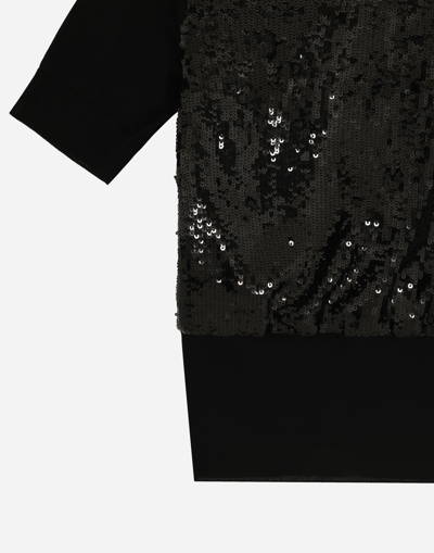 Shop Dolce & Gabbana Short-sleeved Top With Sequin Embellishment In Black