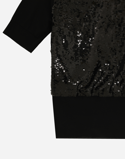 Dolce & Gabbana Short-sleeved Top With Sequin Embellishment In Black