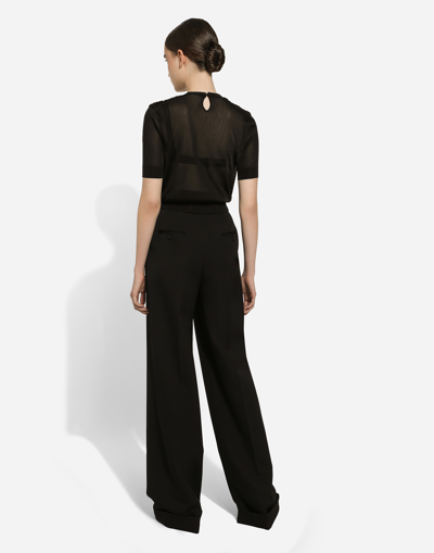 Dolce & Gabbana Flared Woolen Pants In Black