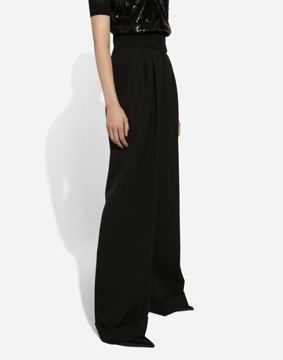 Dolce & Gabbana Flared Woolen Pants In Black