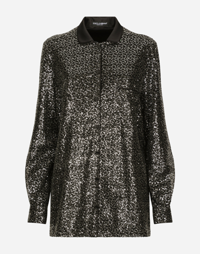 Dolce & Gabbana Sequined Shirt In Black