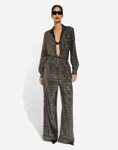 Dolce & Gabbana Sequined Shirt In Black