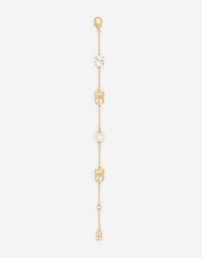 Dolce & Gabbana Bracelet With Rhinestones And Beads In Gold