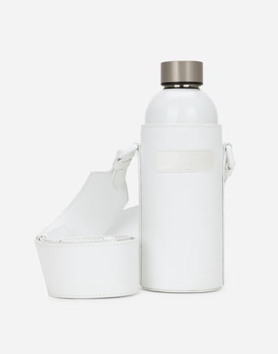 Shop Dolce & Gabbana Faux Leather Bottle Holder And Water Bottle Blanco Dolce&gabbana In White