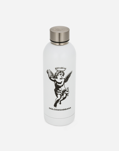 Shop Dolce & Gabbana Faux Leather Bottle Holder And Water Bottle Blanco Dolce&gabbana In White