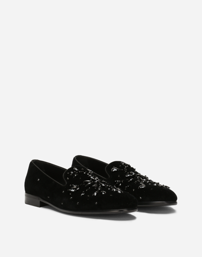 Shop Dolce & Gabbana Velvet Slippers