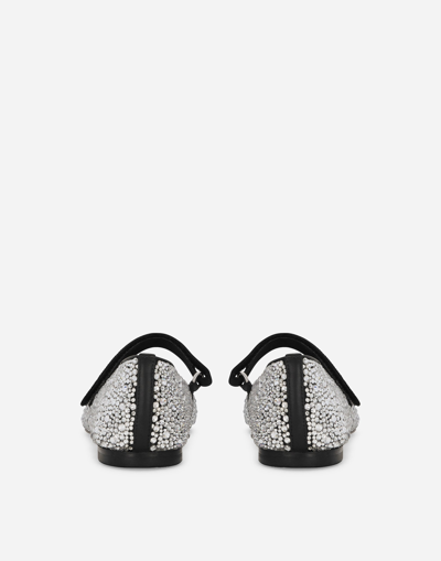 Dolce & Gabbana Satin Ballet Flats With Fusible Rhinestones In Black