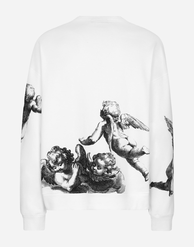 Shop Dolce & Gabbana Round-neck Sweatshirt With Angel Print In White