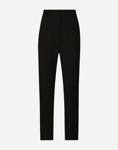 Dolce & Gabbana Women Stretch Wool And Silk Trousers In Black