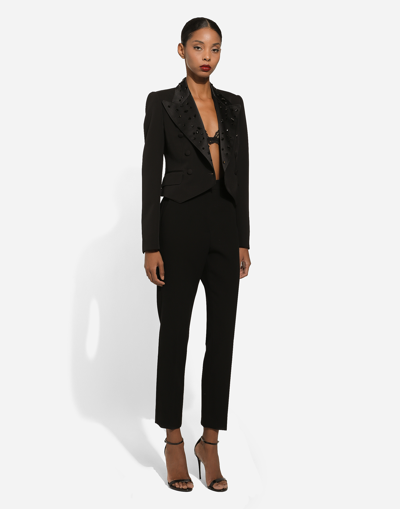 Dolce & Gabbana Women Stretch Wool And Silk Trousers In Black