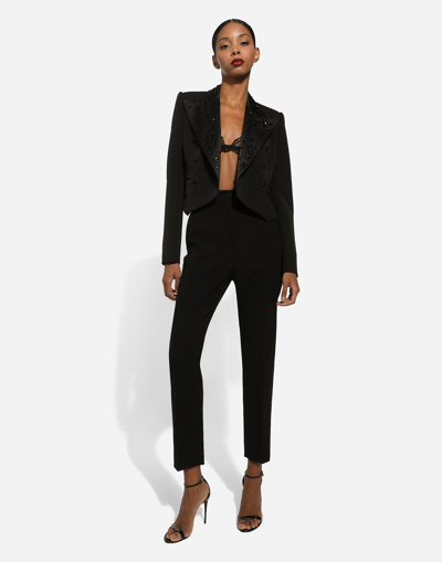 Dolce & Gabbana Women Stretch Wool And Silk Trousers In Black