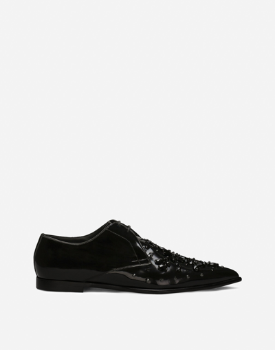 Shop Dolce & Gabbana Calfskin Derby Shoes In Black