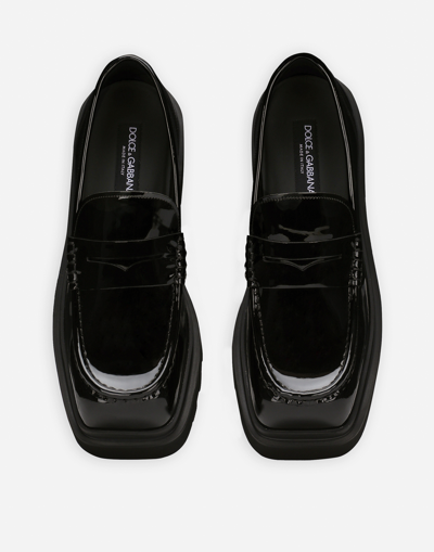 Shop Dolce & Gabbana Patent Leather Loafers In Black