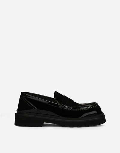 Shop Dolce & Gabbana Patent Leather Loafers In Black