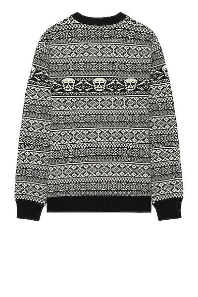 Shop Schott Fairisle Skull Sweater In Black
