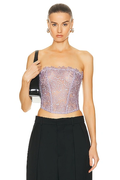 Shop Fleur Du Mal Whitney Embroidery Corset Top In Thistle