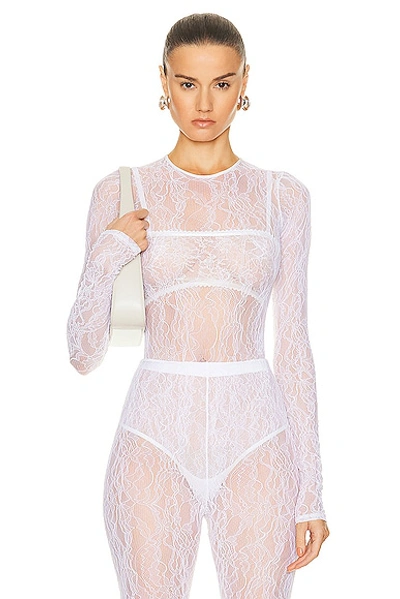 Shop Wardrobe.nyc Lace Bodysuit In Off White